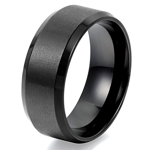 JewelryWe Anillo de Hombre Mujer Unisex, 8mm Anillo Clásico de Boda Compromiso, Acero Inoxidable, Estilo Mecánico Minimalista (Negro, 10) JewelryWe Anillo de Hombre Mujer Unisex, 8mm Anillo Clásico de Boda Compromiso, Acero Inoxidable, Estilo Mecánico Minimalista (Negro, 10)