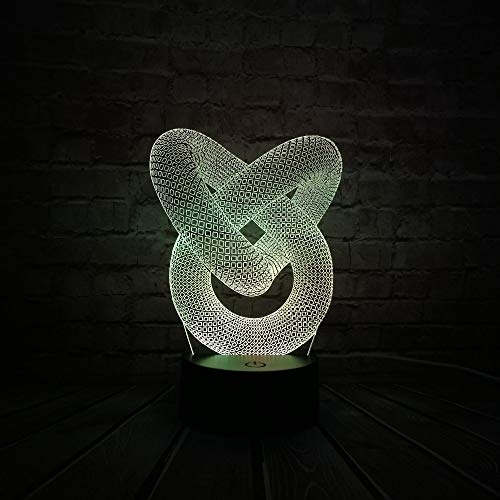 Lámpara de ilusión 3D Abstracta Geométrica Artística 3D LED Lámpara USB Creativa Artística Moda Anillo de luz nocturna Diseño de amor Bombilla de decoración del hogar