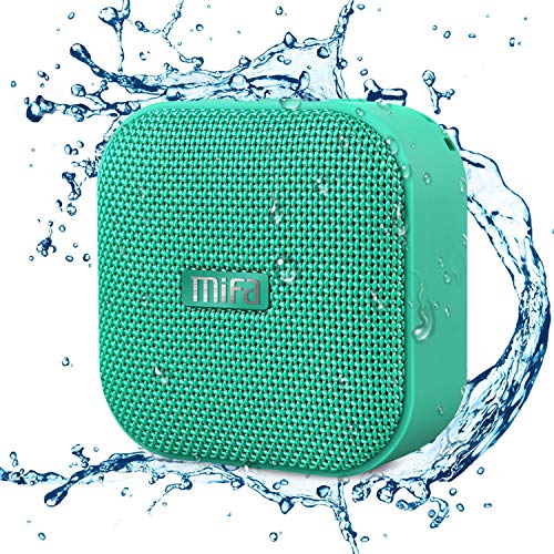 MIFA Mini Altavoz Portátil Bluetooth 4.2 Impermeable IP56 y Tecnología TWS & DSP, Anti-Polvo con 15 Horas Continua y Tarjeta de microSD, Micrófono Incorporado para iPhone, iPad, Huawei, XiaoMi, Verde