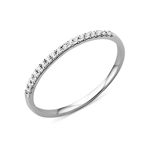Miore anillo eternidad para mujer de oro blanco 375 de 9 quilates con diamantes brillantes de 0,09 quilates