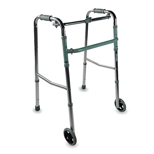 Mobiclinic, Modelo Capitel, Andador para mayores, ancianos, adultos o minusvalidos, de aluminio, ligero, plegable, con asiento y 2 ruedas, Color Gris