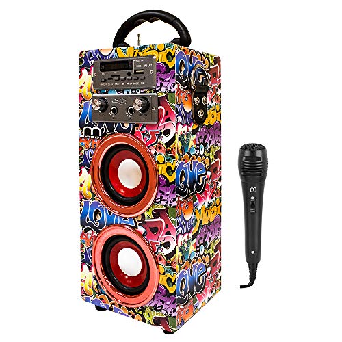 Music Life Altavoz Karaoke Bluetooth Portátil con Micrófono Inlámbrico USB Tarjeta TF Recargable con Radio FM (449-1)