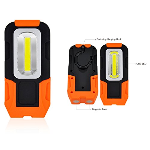 OFKPO Linterna de Trabajo 3W LED COB Portátil con Base Imán y Gancho Colgante para Reparación de Automóviles, Camping, Senderismo, Alumbrado de Emergencia Familiar ect