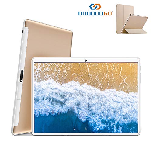 Tablet 10 Pulgadas 4G FHD 64GB de ROM 4GB de RAM Android 9.0 Certificado por Google GMS Tablet PC Procesador de Quad Core Batería 8500mAh Dual SIM 8MP Cámara WiFi,Bluetooth,GPS,OTG(Oro)