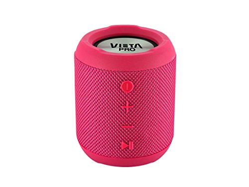 Vieta Pro Handy - Altavoz inalámbrico portátil con Bluetooth,  radio FM, Función Voice Call, Reproductor USB, lector de tarjeta SD incorporado, resistente al agua, Función Dual Pair y color rosa.