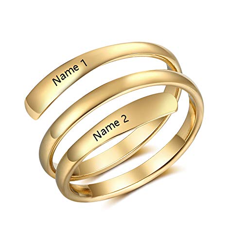XiXi Personalizado Anillos Plata Mujer Ajustables 2 Nombre Grabado BFF Anillos para Madre Pareja Regalo en Aniversario Día de San Valentín (Oro) XiXi Personalizado Anillos Plata Mujer Ajustables 2 Nombre Grabado BFF Anillos para Madre Pareja Regalo en Aniversario Día de San Valentín (Oro)