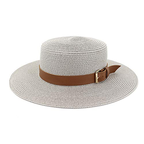 Zhengpingpai Piso Amplio Vacaciones Turismo de ala de Nueva Playa de Las Mujeres Sombrero for el Sol Sombrero de Fedora decoración de la Correa de Moda Categoric Top Sombrero de Sol