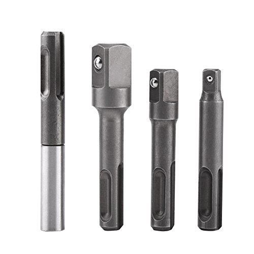 4 pcs SDS Plus adaptador Socket Set, 1/4 "Hex Socket Adaptador 1/4" 3/8 "1/2" cuadrado de vaso de impacto extensión conector de alimentación adaptador de broca