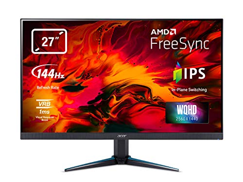 Acer Nitro VG0 Monitor, 69 cm (27") W, 16:9 WQHD ZeroFrame, FreeSync 144Hz 1ms(VRB), 350nits IPS LED 2xHDMI, DP MM Audio out, Euro/UK EMEA MPRII, Black, EcoDisplay