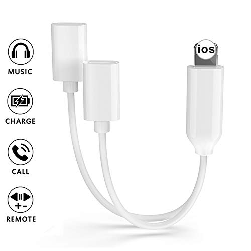 Adaptador de Conector de Auriculares para iPhone 7 Adaptadores de Doble convertidor, Cable de Audio AUX Splitter Conector de Cargador de Auriculares, para IPhoneX/XS / 8/8 Plus / 7/7 Plus / 6