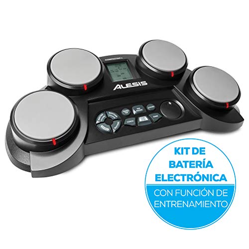 Alesis CompactKit 4 - Batería Electrónica de Sobremesa de 4 Pads Sensibles a la Velocidad, 70 Sonidos, Función de Entrenamiento y de Juego y Baquetas Incluidas, instrumento musical ideal para niños