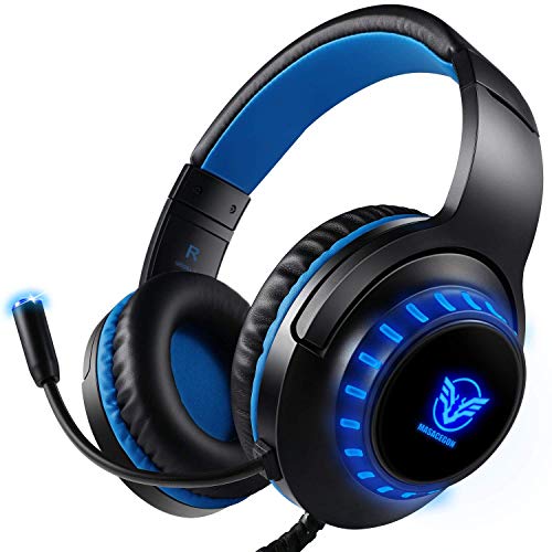 Auriculares Gaming PS4 Auriculares con Micrófono, Reducción de Ruido, Sonido Envolvente, Auriculares con Cable para PS4,PC,Xbox One,Nintendo Switch, Auriculares Diadema con 3.5mm Jack con Luz LED Auriculares Gaming PS4 Auriculares con Micrófono, Reducción de Ruido, Sonido Envolvente, Auriculares con Cable para PS4,PC,Xbox One,Nintendo Switch, Auriculares Diadema con 3.5mm Jack con Luz LED