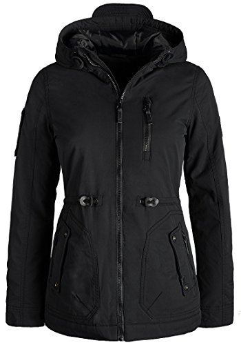 BlendShe Colette Parka De Entretiempo Abrigo Chaqueta para Mujer con Capucha, tamaño:XS, Color:Black (70155)