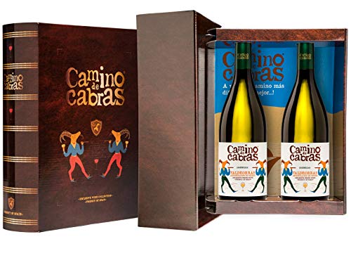 CAMINO DE CABRAS Estuche regalo - vino blanco - Godello Valdeorras - 2 botellas x 75cl - Producto Gourmet - Vino bueno para regalo