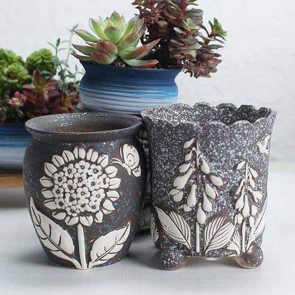 Creativo retro antiguo jarrón de cerámica en casa personalidad moderna de cerámica maceta de flores planta grasa orinal Bonsai cerámica olla: China, 02 estilo