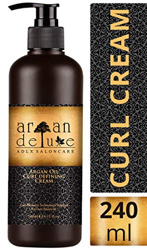 Crema de aceite de argán definidora de rizos con acabado de peluquería Argan Deluxe, 240ml - Altamente hidratante, para un cuidado intensivo del cabello, aportando brillo, volumen y elasticidad Crema de aceite de argán definidora de rizos con acabado de peluquería Argan Deluxe, 240ml - Altamente hidratante, para un cuidado intensivo del cabello, aportando brillo, volumen y elasticidad