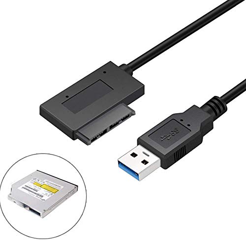EasyULT USB 3.0 a 7 + 6 Adaptador de Cable Ultrafino de 13 Pines SATA para Laptop -20CM CD DVD Drive