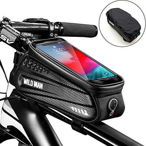 Faireach Bolsa Manillar con Soporte Móvil para Telefono Bicicleta, Bolsa Bici, Bolso Bicicleta Impermeable y con Ventana para Pantalla Táctil, para iPhone, Samsung y Otros Smartphones de hasta 6,5''