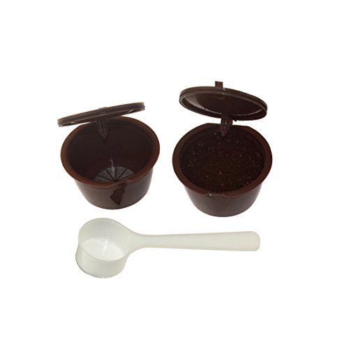 Fligatto Cápsulas recargables con filtro para cafetera Dolce Gusto, incluyen cuchara blanca (color marrón)