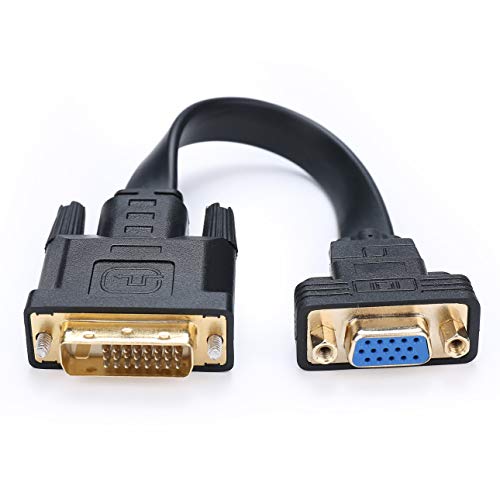 HYZUO Adaptador DVI a VGA Activo DVI-D Dual Link 24+1 Macho a VGA Hembra Vídeo Cable Convertidor con Cable Plano