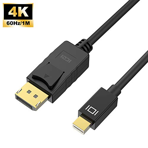 ICZI Cable Mini Displayport to Displayport Bidireccional 1m 4K 60HZ, Adaptador Thunderbolt 2 Mini displayport a displayport Macho a Macho para PC Ordenador Air Surface,etc