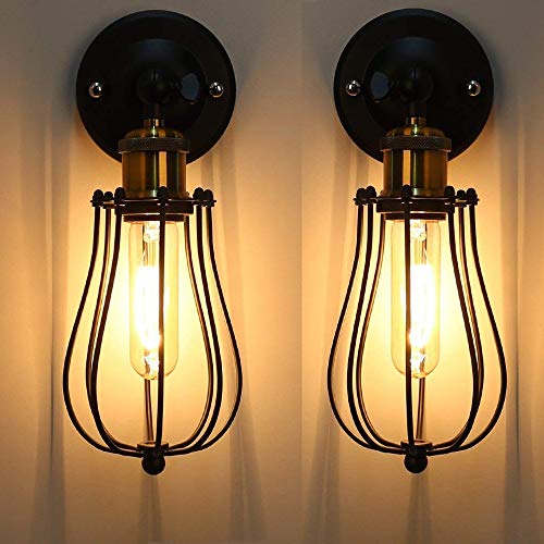 Lámpara de Pared Vintage Industrial Ajustable Metal E27 Base Aplique de Pared Jaula de Alambre Antiguo Estilo Retro Rústico para la Sala de Estar Del Dormitorio Mesa de Comedor, 2 Paquetes Lámpara de Pared Vintage Industrial Ajustable Metal E27 Base Aplique de Pared Jaula de Alambre Antiguo Estilo Retro Rústico para la Sala de Estar Del Dormitorio Mesa de Comedor, 2 Paquetes