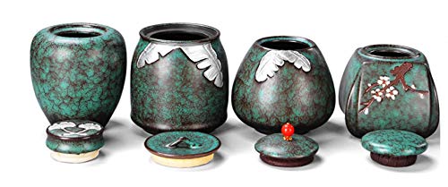 Latas de té de Esmalte Turquesa latas de té cerámicas domésticas Caja de Embalaje de té Pu'er Sello de Viaje latas de té Esmalte de Turquesa Pan Antigua Tetera 14.4 * 13.8cm 350g