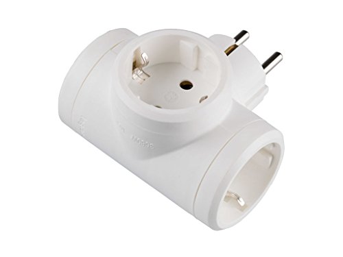 Legrand, 050662 Adaptadores - Adaptador triple con entrada lateral, enchufe en color blanco, potencia máxima de este ladron es de 3680 W, 10/16 A a 230 Voltios