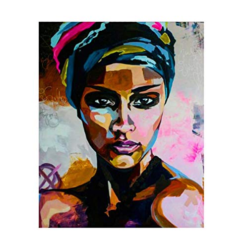 LWJZQT Acuarela Abstracta Retrato De Mujeres Africanas Pintura Al Óleo sobre Lienzo Carteles E Impresiones Escandinavos Cuadro De Pared para Sala De Estar 60 × 80 Cm