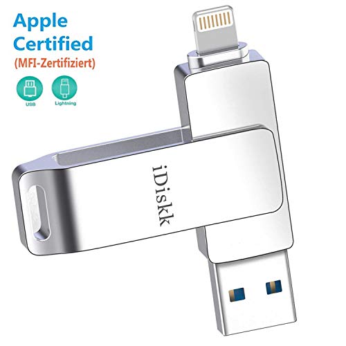 Memoria USB para iPhone y iPad [Certificado MFi] iDiskk 64GB iPhone Pendrive Memoria Flash USB Compatible con iPad iOS13 PC Macbook