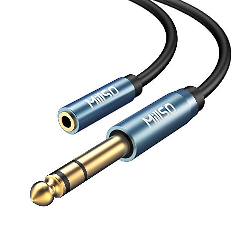 MillSO Convertidor de Audio Estéreo de Jack 3,5 mm Hembra a Jack 6,35 mm Macho, Adaptador Audio Jack 6.35 a 3.5 - 30CM