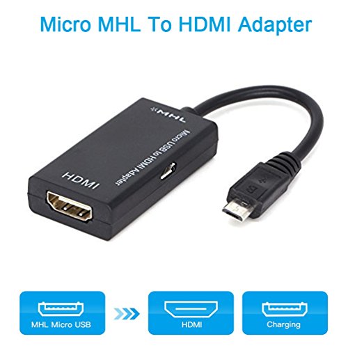 Mini convertidor MHL a HDMI, Micro USB 2.0 MHL Macho a HDMI Adaptador Hembra HDTV Cable para Smartphones con función MHL
