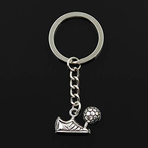 N/ A WJJLDS Llavero de 3 cm Llavero de Metal Llavero Joyas Botas de fútbol chapadas en Plata Antigua Colgante de 15x23 mm