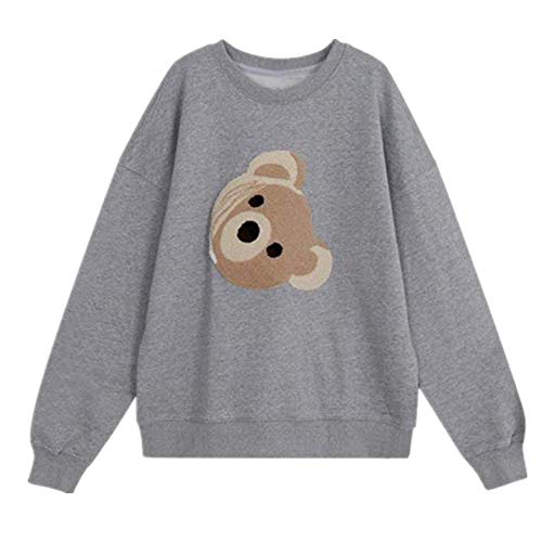 NOBRAND New Spring Bear - Abrigo con capucha, bordado en dos colores Cuello redondo gris. S NOBRAND New Spring Bear - Abrigo con capucha, bordado en dos colores Cuello redondo gris. S