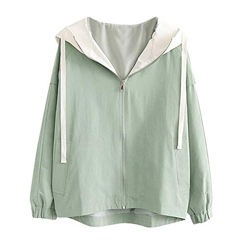 Pequeño Fresco Abrigo de Mujer,Lonshell Mujer Manga Larga Patchwork Color Delgado Encapuchado Cremallera Bolsillos Capa Chaqueta Cárdigan Escudo Pequeño Fresco Abrigo de Mujer,Lonshell Mujer Manga Larga Patchwork Color Delgado Encapuchado Cremallera Bolsillos Capa Chaqueta Cárdigan Escudo