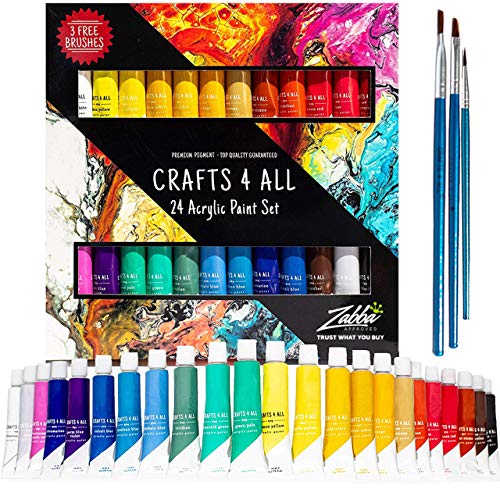 Pintura acrílica 24 set de Crafts 4 All para papel, lienzo, madera, cerámica, telas y manualidades. Colores no tóxicos. Pigmentos duraderos: para principiantes, estudiantes y artistas profesionales Pintura acrílica 24 set de Crafts 4 All para papel, lienzo, madera, cerámica, telas y manualidades. Colores no tóxicos. Pigmentos duraderos: para principiantes, estudiantes y artistas profesionales