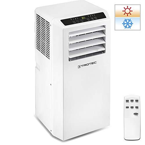 TROTEC Aire Acondicionado Portátil PAC 2010 SH / 4 en 1: Refrigeración, Calefacción, Ventilación y Deshumidificación/Mando a Distancia/Calefacción regulada por Termostato/Hasta 26m² / Blanco