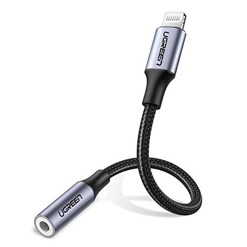 UGREEN Adaptador Auriculares iPhone, Apple MFi Certificado Adaptador de Lightning a Jack 3,5mm, Convertidor para Auricular Compatible con iPhone SE2020 11Pro MAX XR X XS Nylon Trenzado,Carcasa Alumino UGREEN Adaptador Auriculares iPhone, Apple MFi Certificado Adaptador de Lightning a Jack 3,5mm, Convertidor para Auricular Compatible con iPhone SE2020 11Pro MAX XR X XS Nylon Trenzado,Carcasa Alumino
