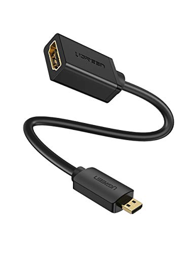 UGREEN Cable Micro HDMI a HDMI, Adaptador Micro HDMI a HDMI 4K 3D Ethernet y ARC Macho a Hembra para Raspberry Pi4, GoPro HERO 7 Black 6 Black 5 Black 4 3, Cámara, Tableta, Portátil