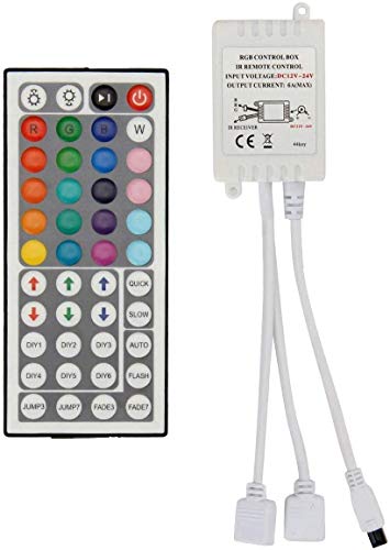 VIPMOON 44 teclas de control remoto inalámbrico por infrarrojos con receptor para tira de luz LED RGB 3528 5050 - Salidas dobles VIPMOON 44 teclas de control remoto inalámbrico por infrarrojos con receptor para tira de luz LED RGB 3528 5050 - Salidas dobles