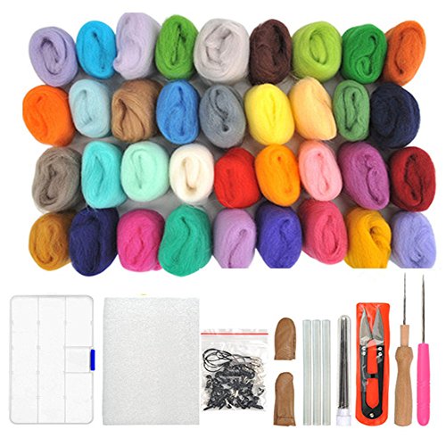 WOWOSS Lana de Fieltro 36 Colores Conjunto de Fieltro de Lana Fieltro Herramienta de Lana, Lana Agujas de Fieltro kits para Niños y Familias Principiantes de Bricolaje WOWOSS Lana de Fieltro 36 Colores Conjunto de Fieltro de Lana Fieltro Herramienta de Lana, Lana Agujas de Fieltro kits para Niños y Familias Principiantes de Bricolaje