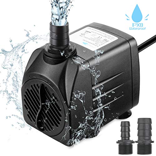 Zaeel Mini Bomba de Agua, Bomba de Agua Sumergible con 3 Boquillas 220-240V Bomba de Agua Acuario Bomba recirculacion para Acuario Estanque Pecera Fuente Circulación de Agua Dulce y Marino