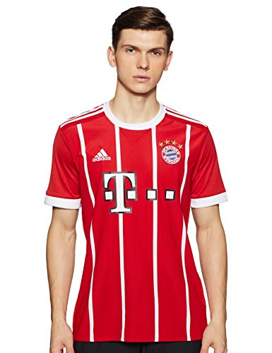 adidas FC Bayern München Home Replica Jersey 2017/18 Camiseta, Hombre, Rojo/Blanco, S