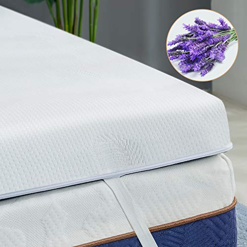 BedStory Colchón Topper de Espuma con Memoria, con Esencia de Lavanda, Cubierta de Microfibra, Topper viscoelástico para Cama, CertiPUR-US Certificado, Diseño ventilado - 140x200x5cm