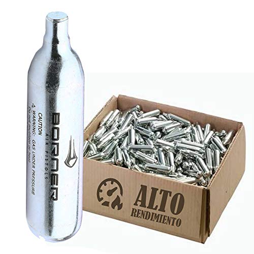 BORNER - Bombonas de CO2 de Alto Rendimiento | Capsulas de Aire comprimido con Cargas de 12 gr para Armas de Airsoft o Pistolas de balines y perdigones (30 bombonas) BORNER - Bombonas de CO2 de Alto Rendimiento | Capsulas de Aire comprimido con Cargas de 12 gr para Armas de Airsoft o Pistolas de balines y perdigones (30 bombonas)