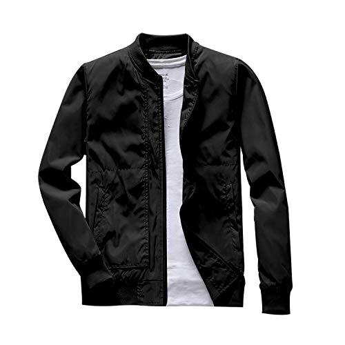 Chaqueta bomber de moda para hombre, otoño, casual, sólido, con cremallera, para hombre - - X-Large Chaqueta bomber de moda para hombre, otoño, casual, sólido, con cremallera, para hombre - - X-Large