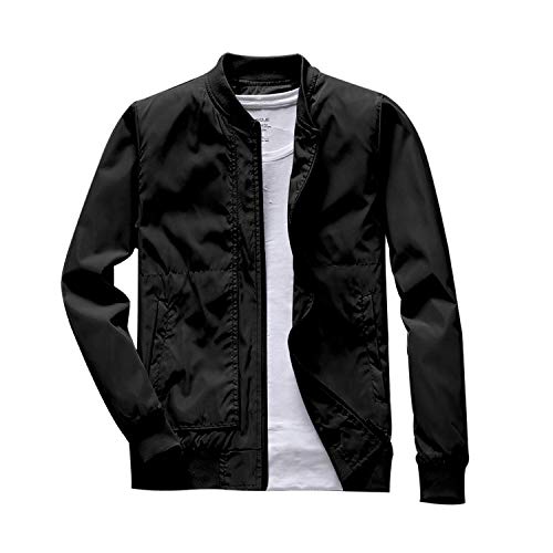 Chaqueta bomber de moda para hombre, otoño, casual, sólido, con cremallera, para hombre -  -  X-Large