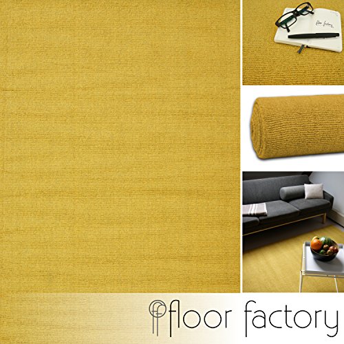 floor factory Alfombra Moderna de Lana Loft Mustard Amarillo Mostaza 80x150cm - 100% Lana en Colores Luminosos y Modernos