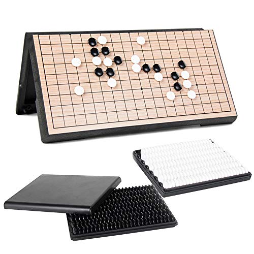 Go Set, con Mesa Plegable de plástico magnética Go Board, Medidas 24cm / 9.4 Pulgadas, 2 Jugadores, Juego de Mesa de Estrategia Chino clásico Juego de Regalos de Juguetes educativos para niños
