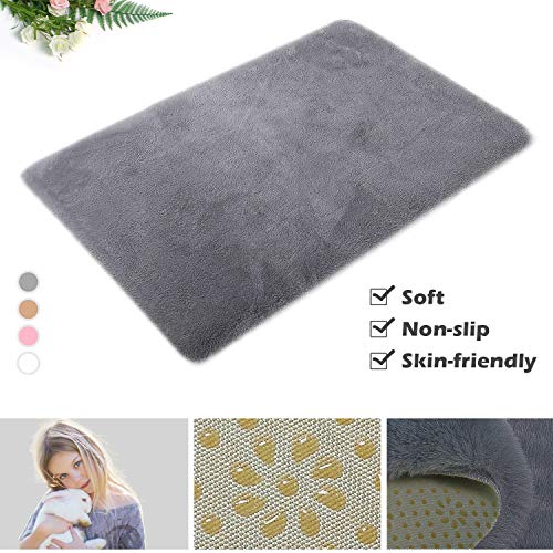HEQUN Alfombra De Piel De Conejo Artificial,Antideslizante Lujosa Suave Lana Artificial Alfombra para salón Dormitorio baño sofá Silla cojín (Gris, 60x90cm) HEQUN Alfombra De Piel De Conejo Artificial,Antideslizante Lujosa Suave Lana Artificial Alfombra para salón Dormitorio baño sofá Silla cojín (Gris, 60x90cm)